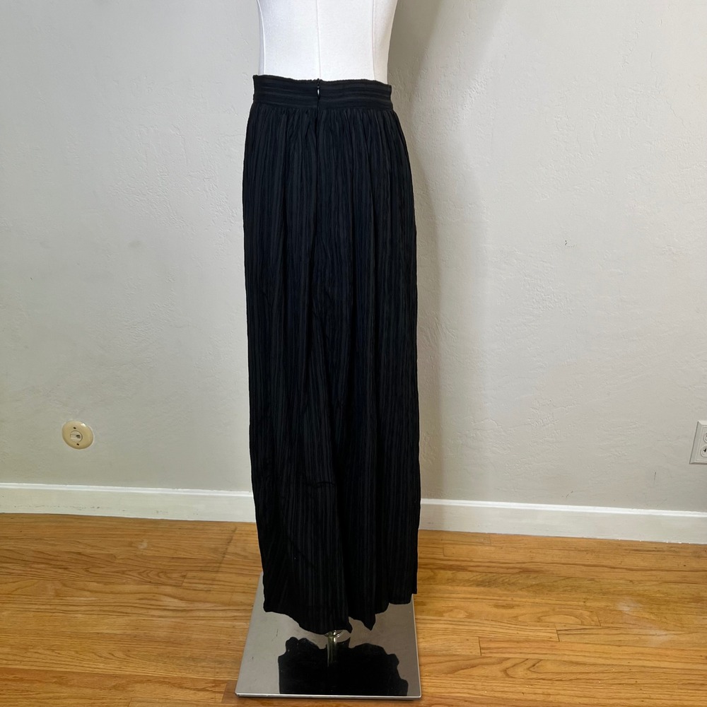 Lulus Skirt Maxi Pleated Size Small Black Plisse Textured High Waist Slit NEW - Picture 4 of 9
